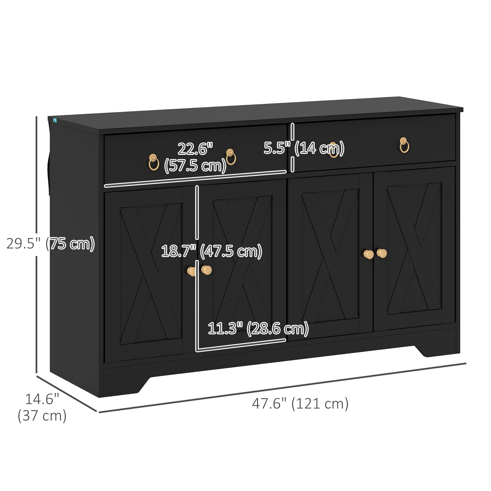 HOMCOM Sideboard Buffet Cabinet with Storage, 48