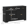 HOMCOM Sideboard Buffet Cabinet with Storage, 48" Kitchen Cabinet with 2 Drawers and 4 Barn Doors, Farmhouse Coffee Bar Cabinet, Black
