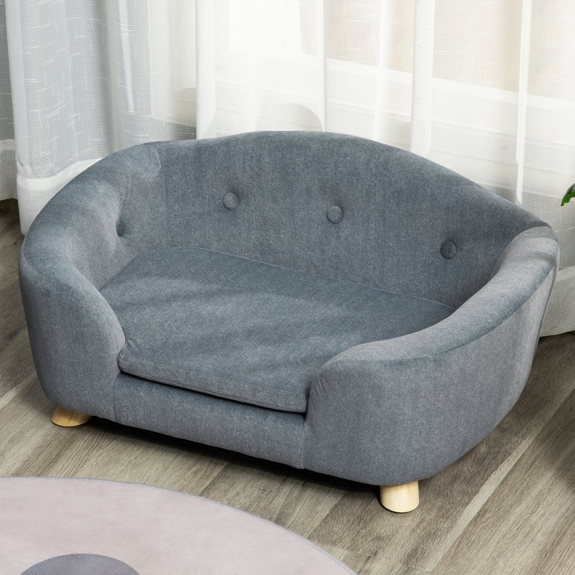 PawHut Dog Sofa, Pet Bed for Mini Dogs, Cat Dog Couch with Washable and Removable Cushion, Waterproof Cover, Gray