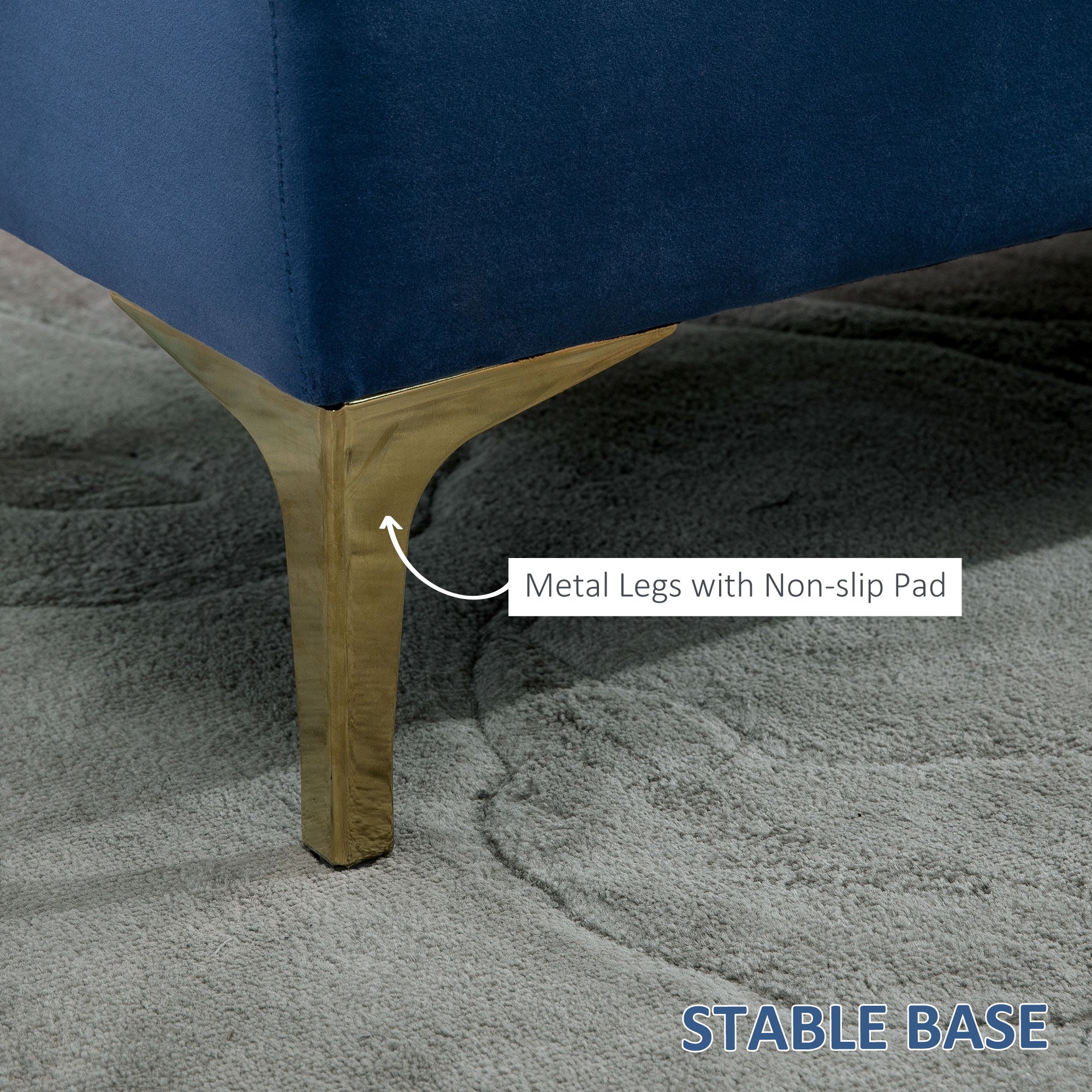 HOMCOM Velvet Upholstered Bench Seat, End of Bed Bench, Entryway Shoe Bench with Button Tufted for Living Room, Bedroom, Blue