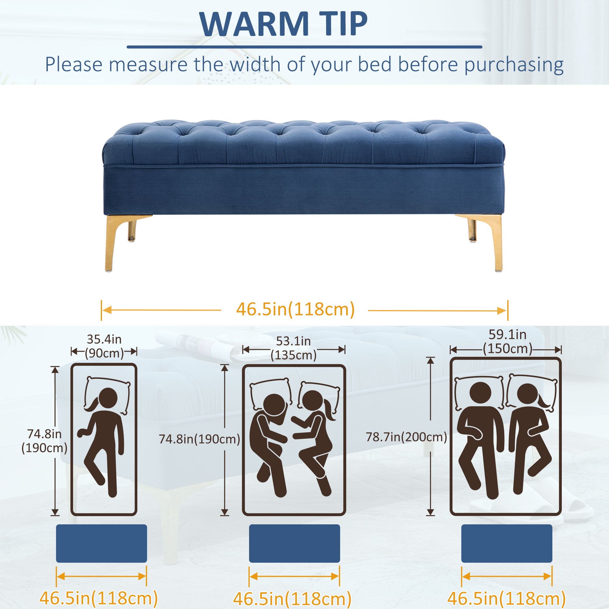 HOMCOM Velvet Upholstered Bench Seat, End of Bed Bench, Entryway Shoe Bench with Button Tufted for Living Room, Bedroom, Blue