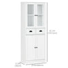 HOMCOM 61" Kitchen Pantry Cabinet, Freestanding Farmhouse Storage Cabinet with Soft Close Glass Doors and Adjustable Shelves, White