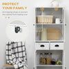 HOMCOM 61" Kitchen Pantry Cabinet, Freestanding Farmhouse Storage Cabinet with Soft Close Glass Doors and Adjustable Shelves, White