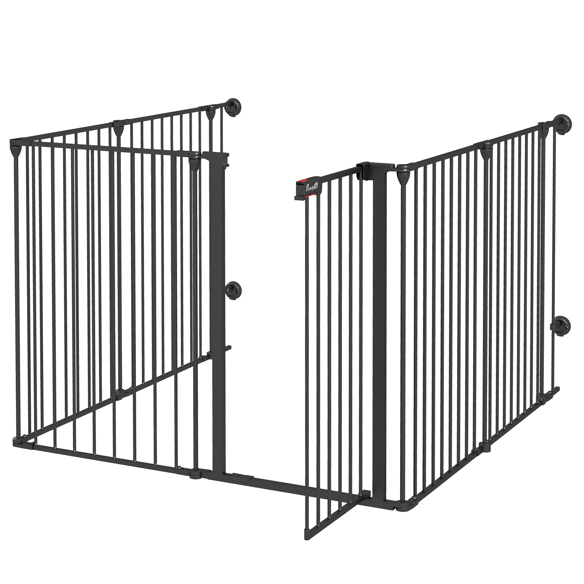 PawHut Dog Playpen DIY Adjustable, Puppy Play Pen Dog Fences Indoor with Automatically Close Lock, Pet Door for Doorway Stair, Fireplace Christmas Tree Barrier, 6-Panel, 35''H