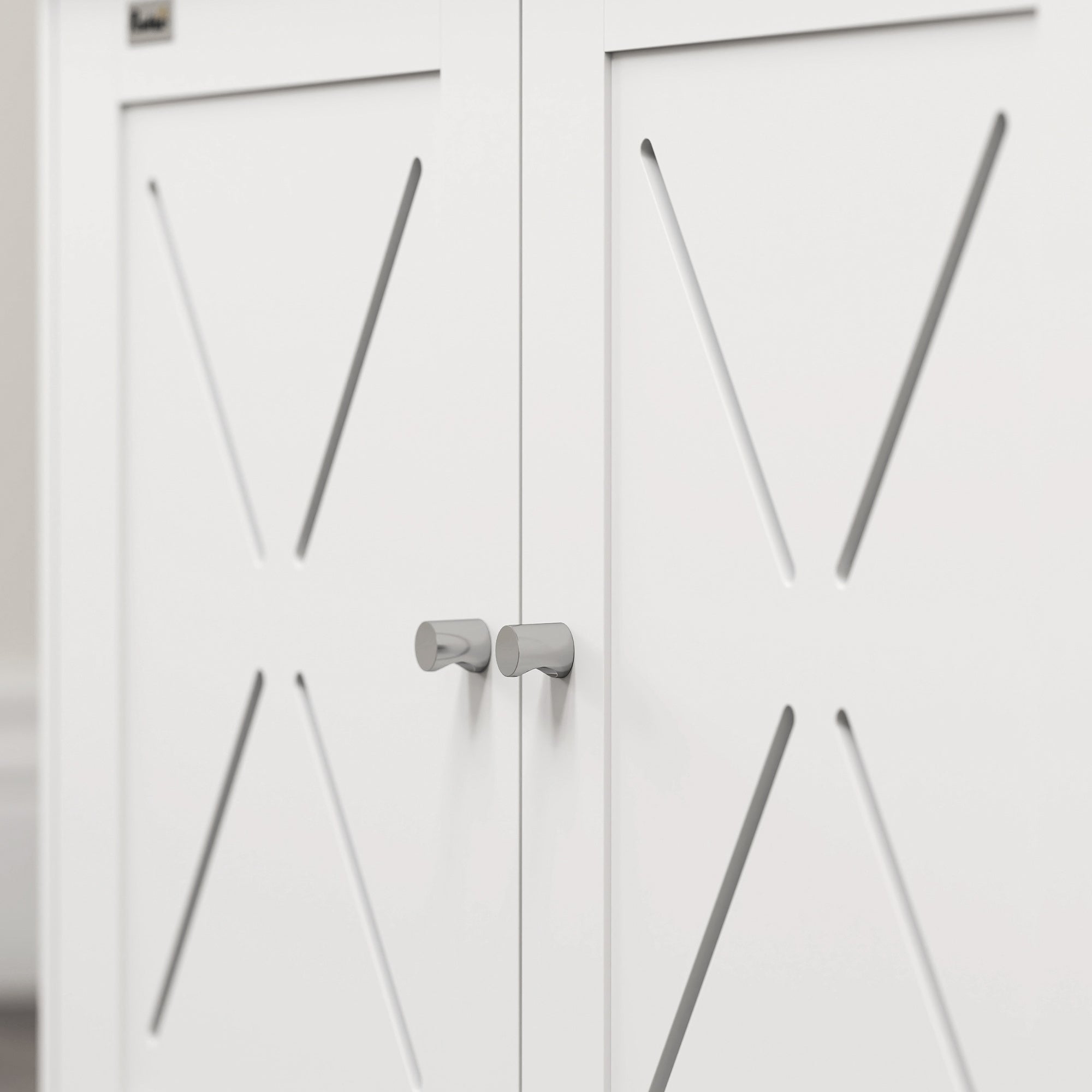 PawHut Cat Litter Box Enclosure, Hidden Cat Litter Box Furniture with Double Doors, Hole, Pet House Side End Table, 31.5" x 19" x 20", White