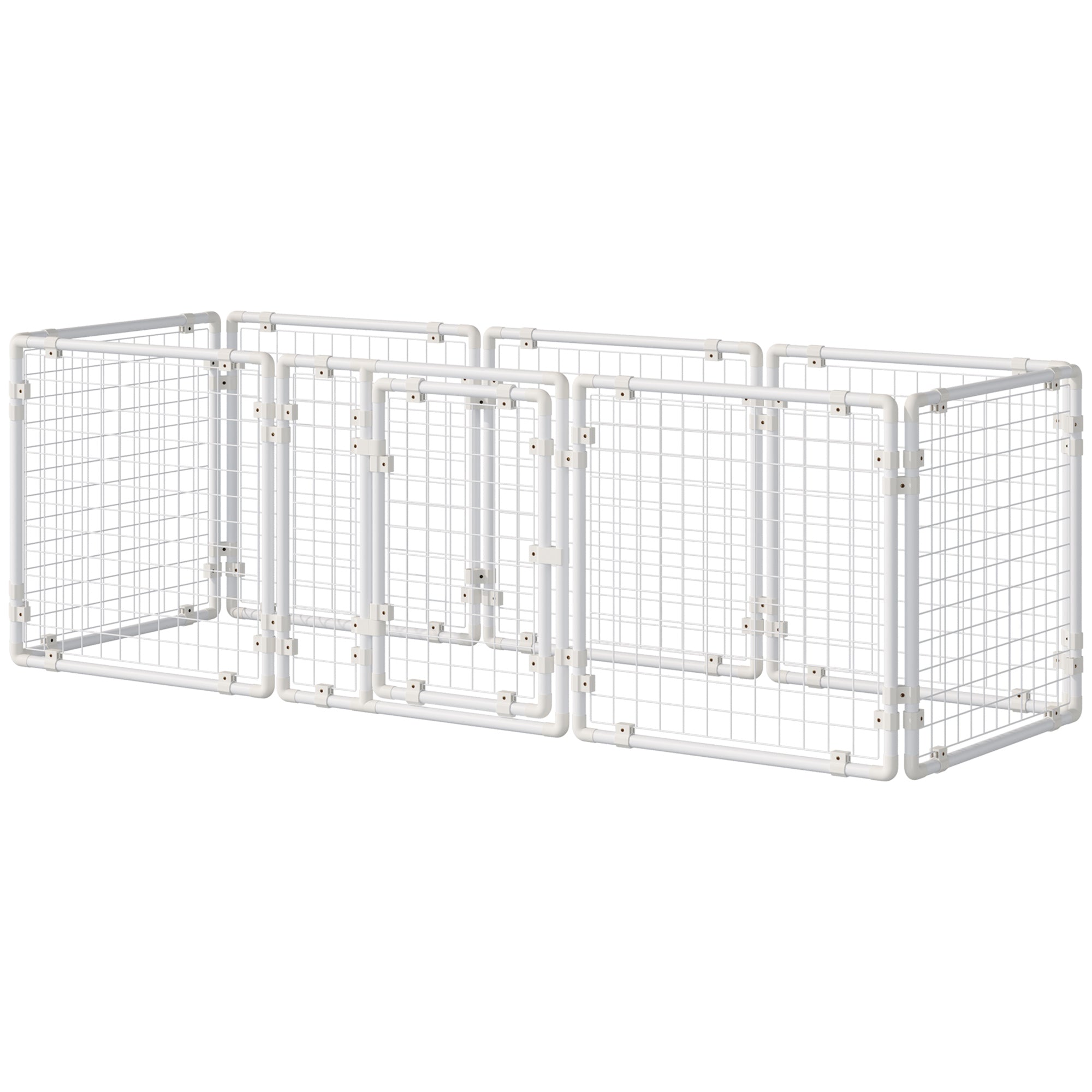 PawHut DIY Rabbit Hutch, 9PCs Guinea Pig Hutch, Large Bunny Cage with Door, Ladder, Divider for Small Animals