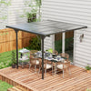 Outsunny 10' x 10' Outdoor Lean to Hardtop Pergola with Polycarbonate Roof, Wall Mounted Gazebo with Adjustable Height, Aluminum Frame, and UV Protection, Grey