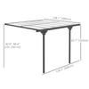 Outsunny 10' x 10' Outdoor Lean to Hardtop Pergola with Polycarbonate Roof, Wall Mounted Gazebo with Adjustable Height, Aluminum Frame, and UV Protection, Grey