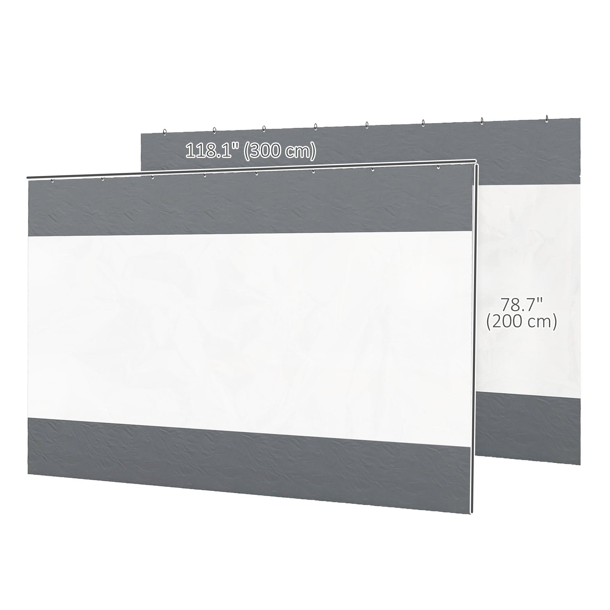 Outsunny 2 Pack Pergola Gazebo Curtains with Large Windows and Zipped Doors for 10' x 10' Pergola, Side Panels Replacement, Grey