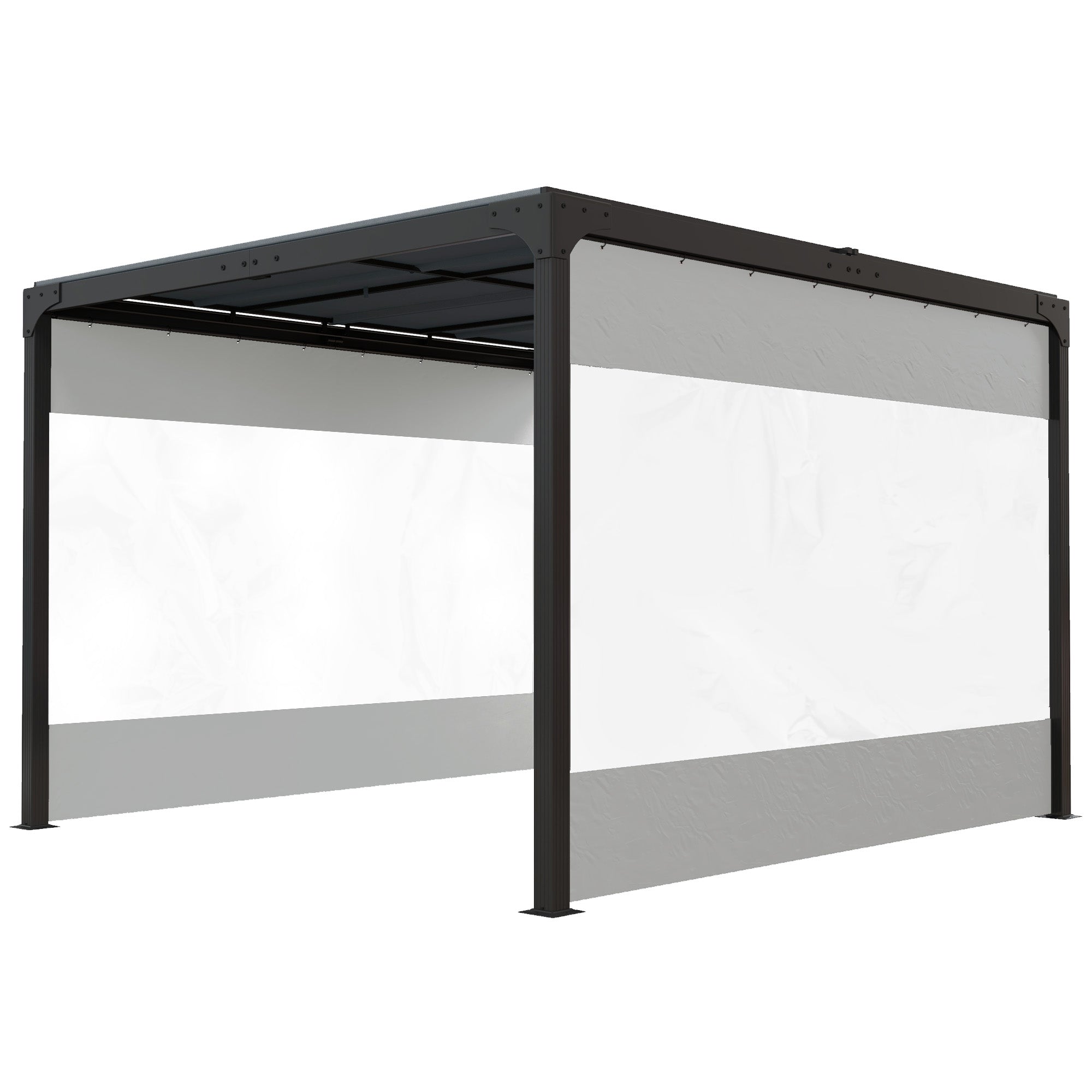 Outsunny 2 Pack Pergola Gazebo Curtains with Large Windows and Zipped Doors for 10' x 10' Pergola, Side Panels Replacement, Grey