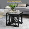 HOMCOM Nesting Tables Set of 3, Square Coffee Tables with Faux Marbled Top and Metal Frame, Nesting Tables for Living Room, Grey