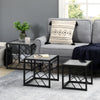 HOMCOM Nesting Tables Set of 3, Square Coffee Tables with Faux Marbled Top and Metal Frame, Nesting Tables for Living Room, Grey