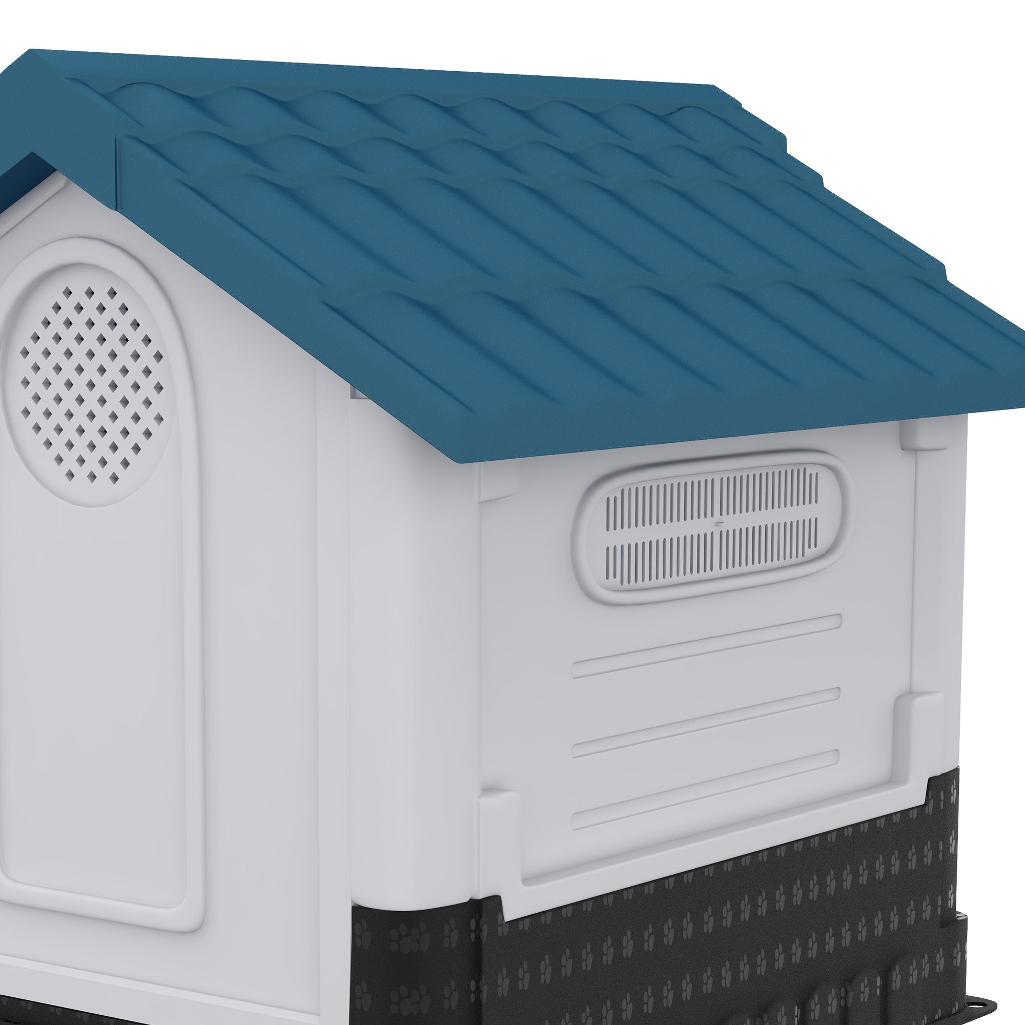 PawHut Dog Kennel for Outside, Plastic Dog House, Water-Resistant Pet Shelter with Windows, for Garden Patio, Medium and Large Dogs, 101 x 88 x 99cm - Blue
