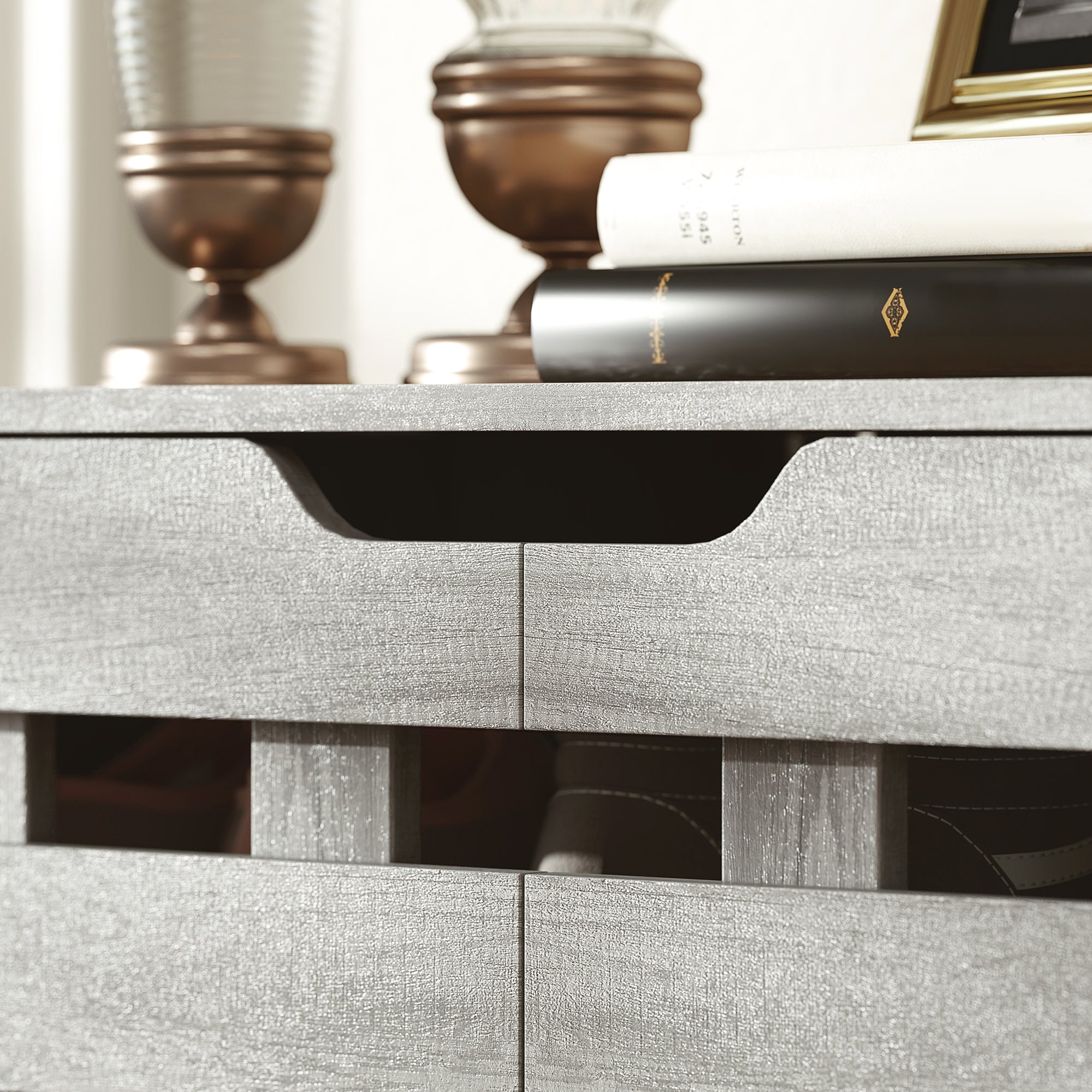 HOMCOM Modern Shoe Cabinet with Hollowed-Out Doors and 5-tier Open Shelves, 21 Pair Shoe Storage Cabinet for Entryway, Hallway, Distressed Light Grey