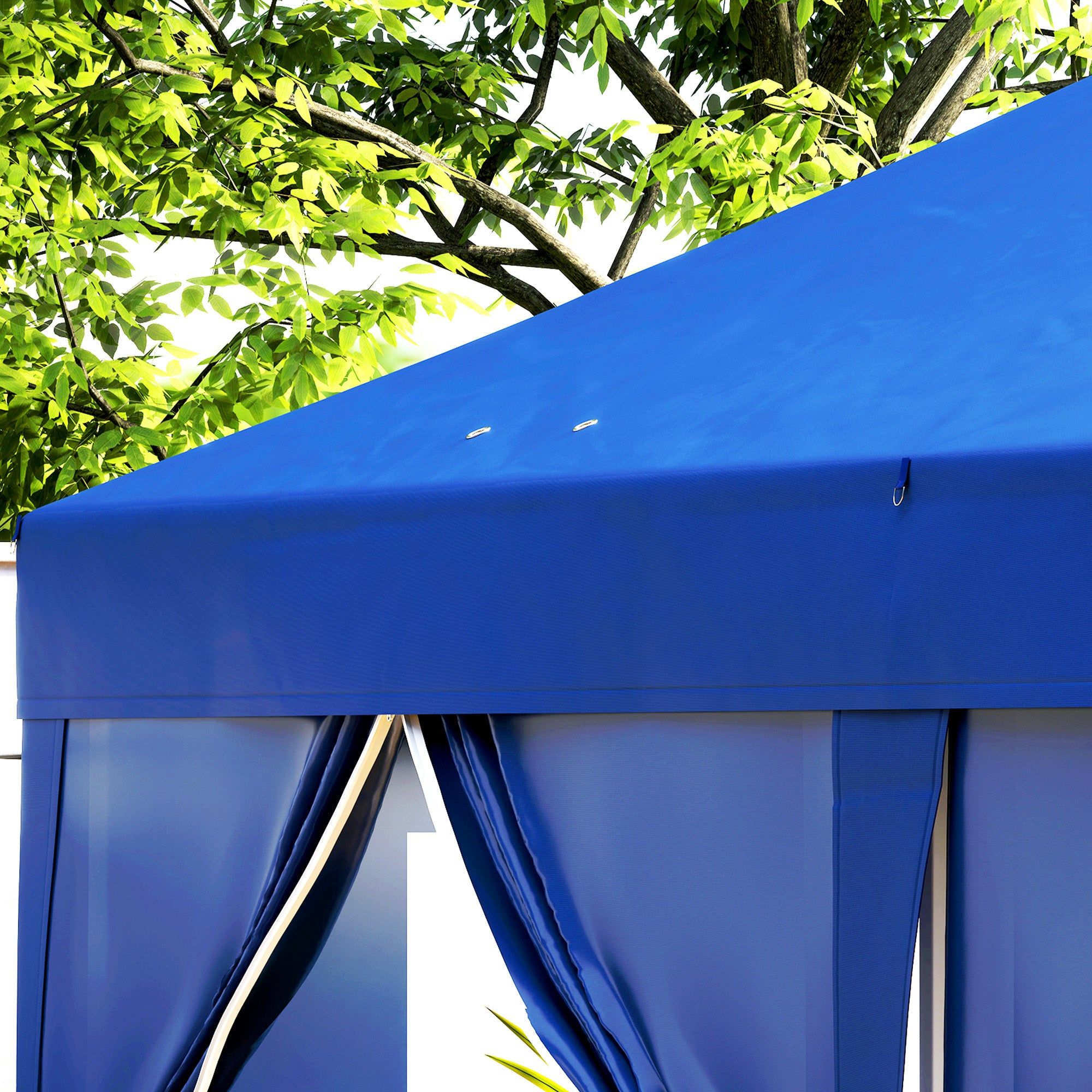 Outsunny 10' x 20' Pop Up Canopy with 6 Walls, Outdoor Easy Up Canopy Party Tent with Steel Frame, Drainage Holes, Instant Garden Shade Shelter with Carrying Bag, Blue