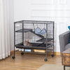 PawHut Small Animal Cage with Wheels, Pet Playpen for Ferrets, Chinchillas, Guinea Pigs, Kittens, with Bottom Storage Shelf, Removable Tray, Ramp, 31.5" x 20.5" x 33.1"