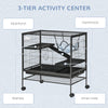 PawHut Small Animal Cage with Wheels, Pet Playpen for Ferrets, Chinchillas, Guinea Pigs, Kittens, with Bottom Storage Shelf, Removable Tray, Ramp, 31.5" x 20.5" x 33.1"