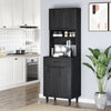 HOMCOM 71"H Freestanding Kitchen Pantry, Buffet with Hutch, Microwave Stand with Storage Cabinet, Black