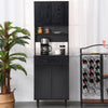 HOMCOM 71"H Freestanding Kitchen Pantry, Buffet with Hutch, Microwave Stand with Storage Cabinet, Black
