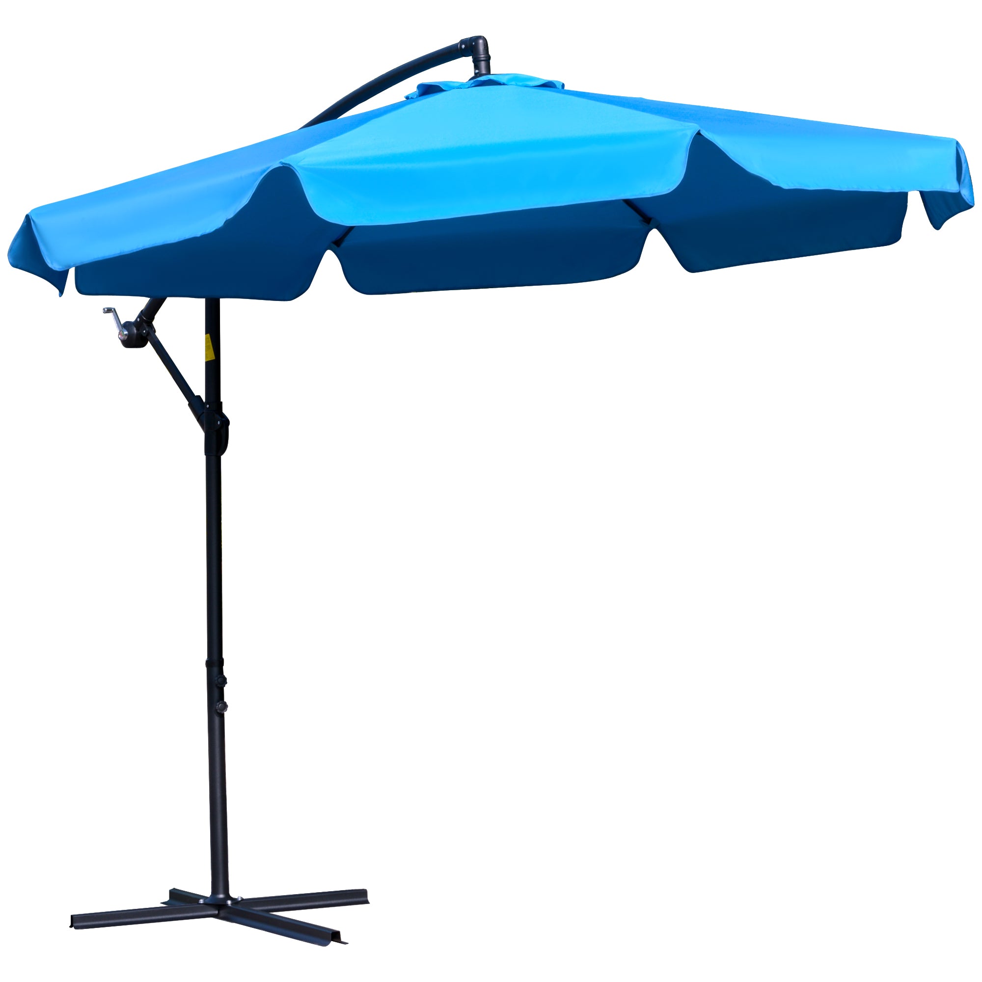 Outsunny 9FT Offset Hanging Patio Umbrella Cantilever Umbrella with Easy Tilt Adjustment, Cross Base and 8 Ribs for Backyard, Poolside, Lawn and Garden, Blue