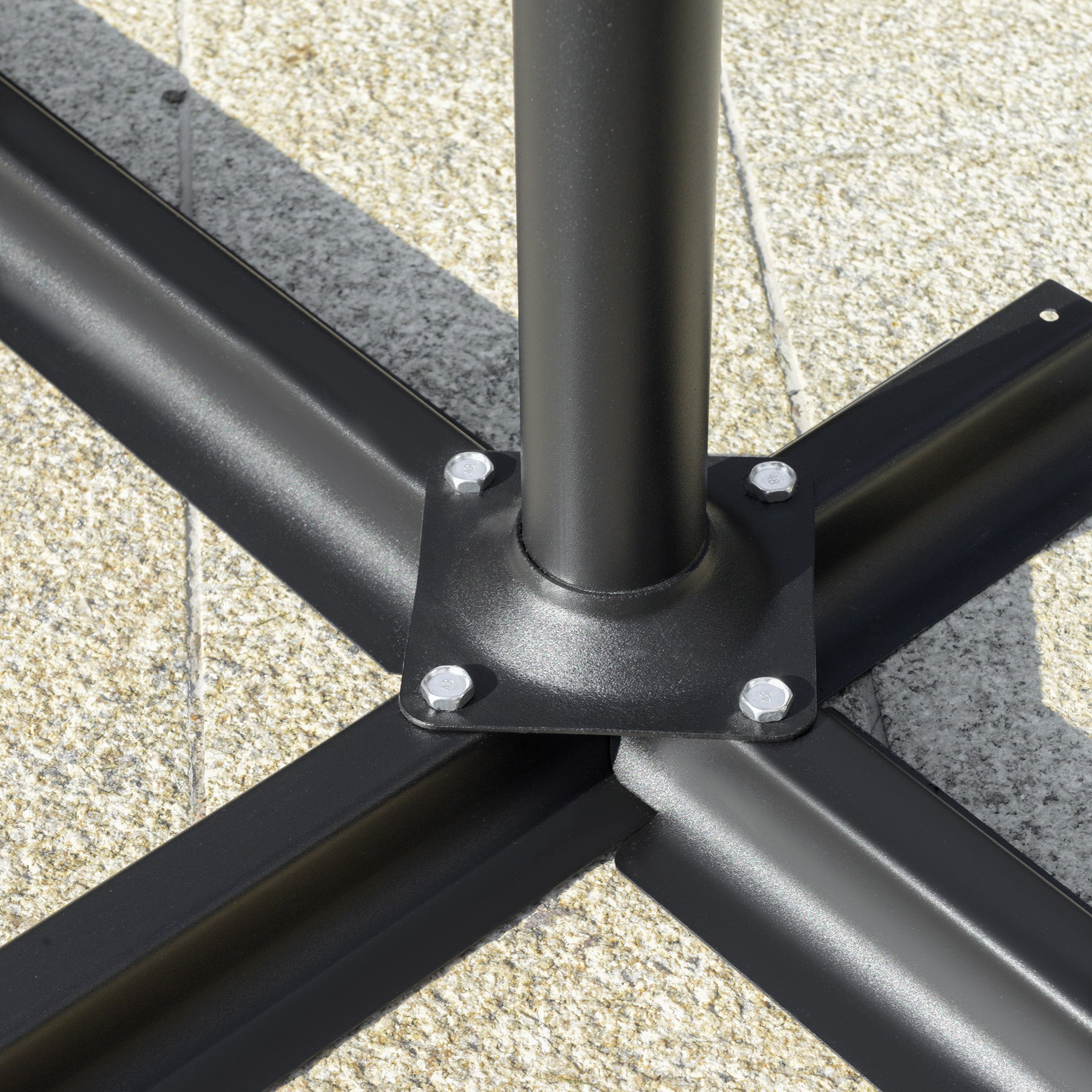 Outsunny 9FT Offset Hanging Patio Umbrella Cantilever Umbrella with Easy Tilt Adjustment, Cross Base and 8 Ribs for Backyard, Poolside, Lawn and Garden, Blue