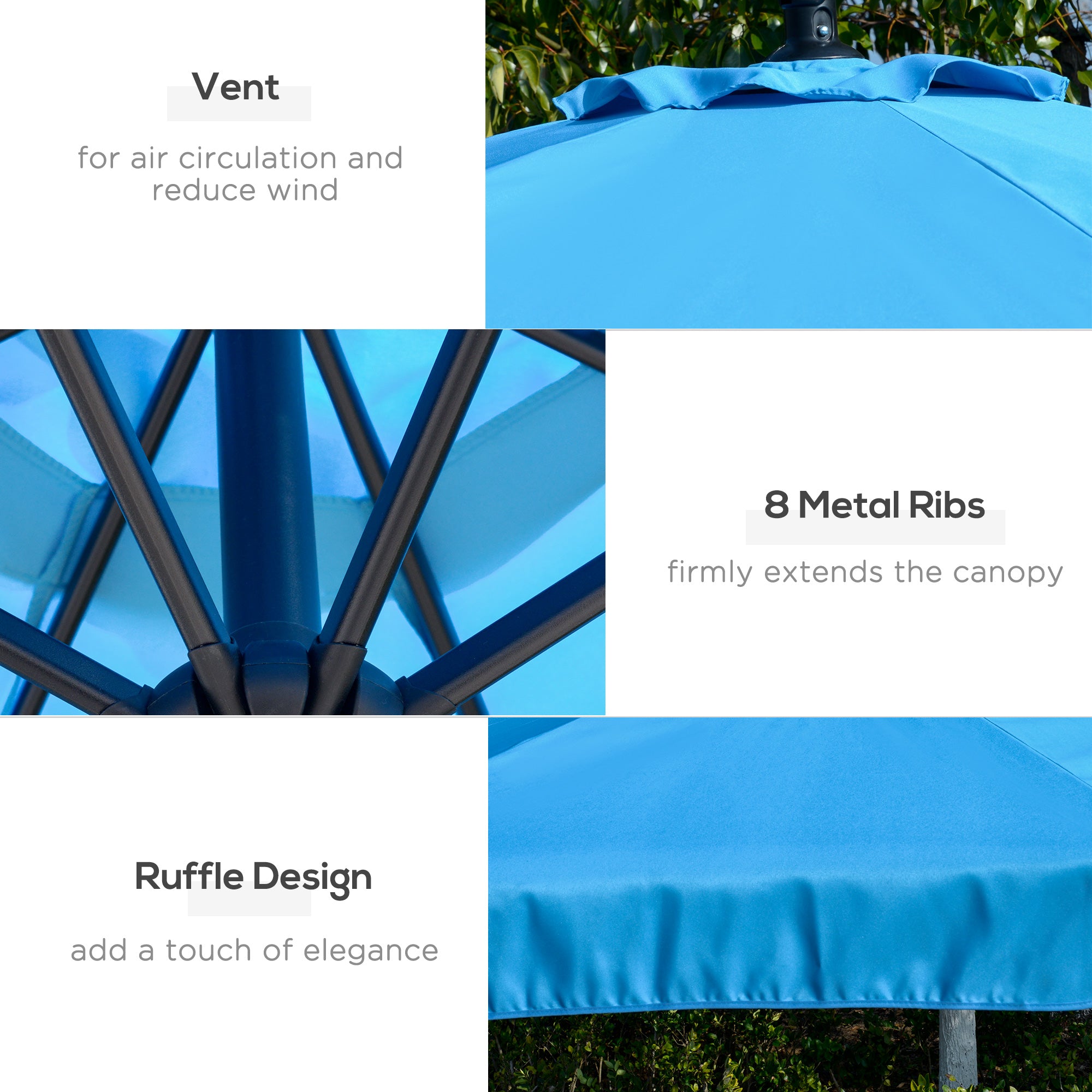 Outsunny 9FT Offset Hanging Patio Umbrella Cantilever Umbrella with Easy Tilt Adjustment, Cross Base and 8 Ribs for Backyard, Poolside, Lawn and Garden, Blue
