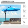 Outsunny 9FT Offset Hanging Patio Umbrella Cantilever Umbrella with Easy Tilt Adjustment, Cross Base and 8 Ribs for Backyard, Poolside, Lawn and Garden, Blue