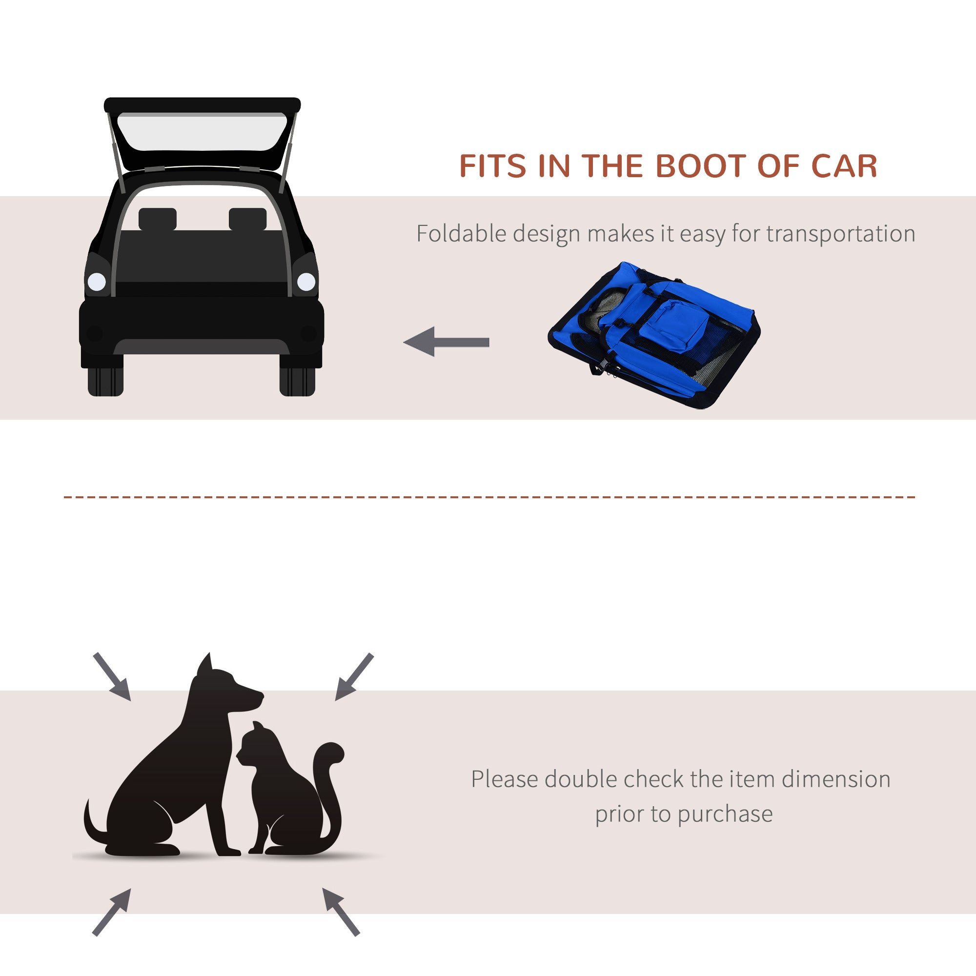 PawHut Foldable Pet Carrier for Small and Miniature Dogs, Portable Cat Carrier Soft Side Pet Travel Crate with Removable Mat, Storage Bags, Breathable Mesh Window 60 x 42 x 42cm - Blue