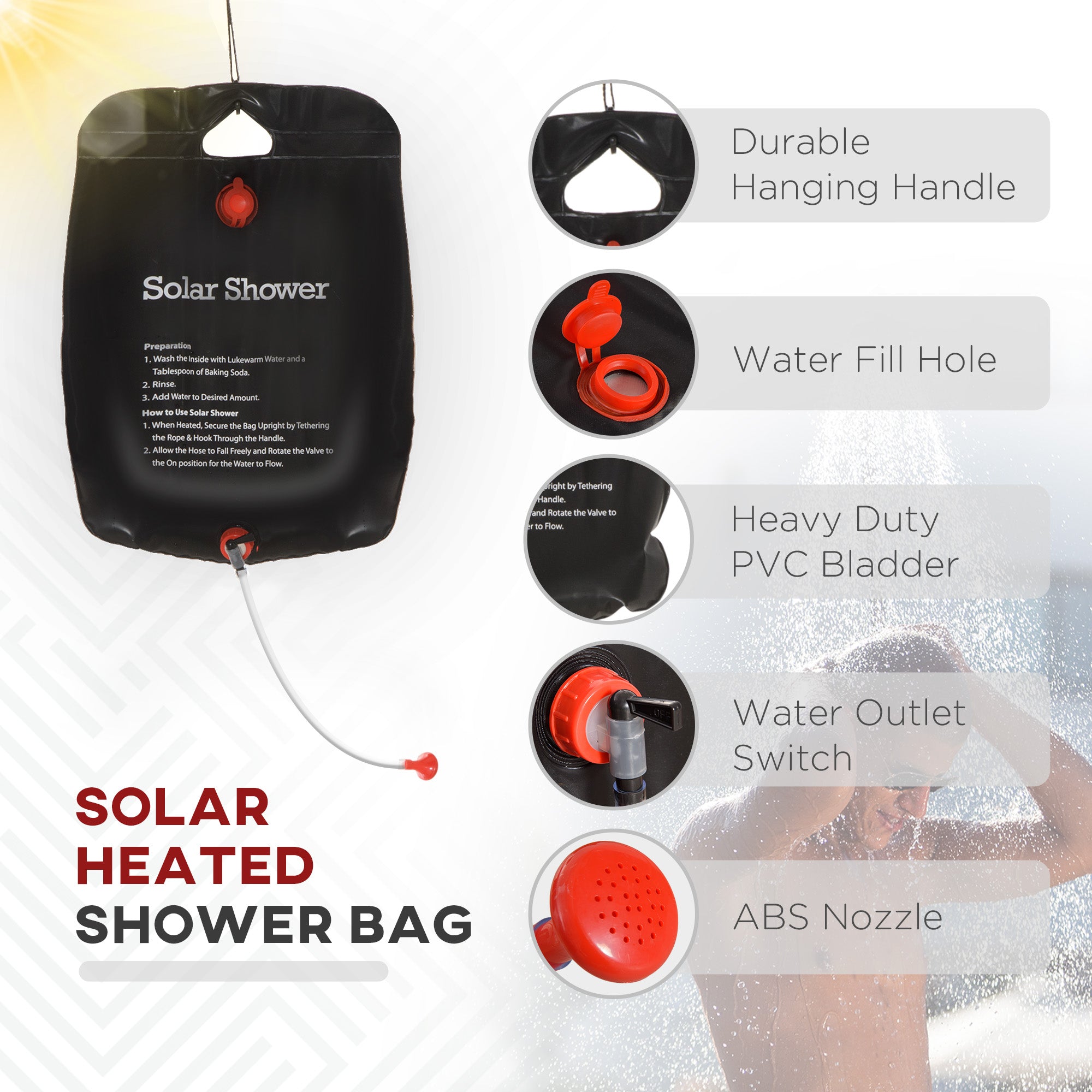 Outsunny Pop Up Shower Tent for Camping with 2 Rooms, Outdoor Portable Changing Tent Privacy Enclosure with Shower Bag, Hook, Floor and Carrying Bag, Dark Grey