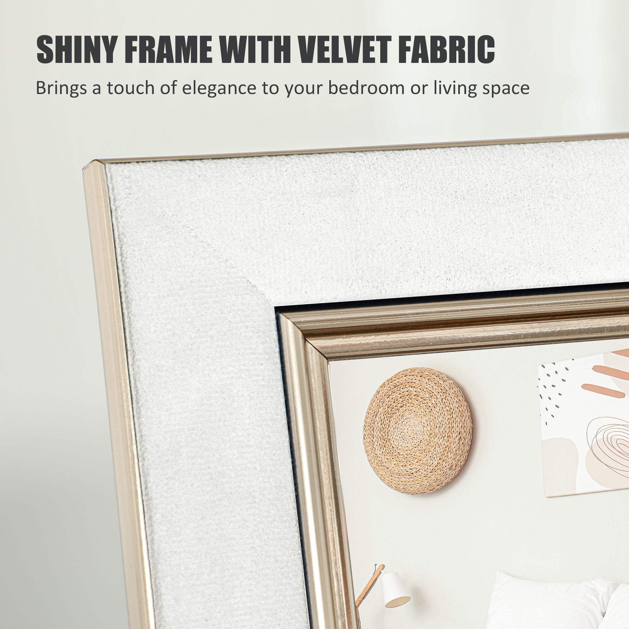 HOMCOM Full Length Mirror, 64" x 21" Full Body Mirror with Gold Frame, Free Standing, Leaning or Wall Mirror for Living Room, Bedroom, White