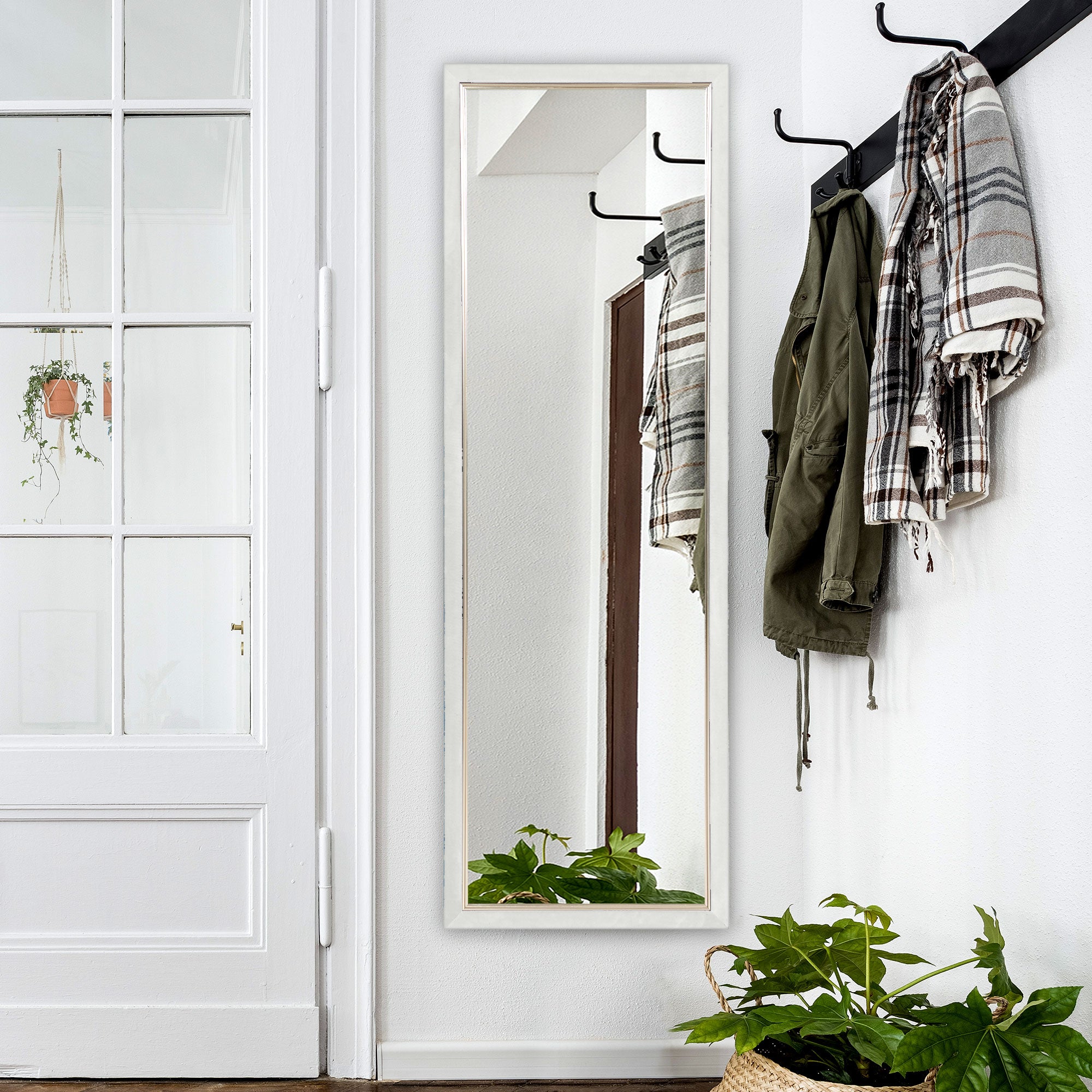 HOMCOM Full Length Mirror, 64" x 21" Full Body Mirror with Gold Frame, Free Standing, Leaning or Wall Mirror for Living Room, Bedroom, White