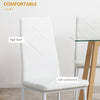 HOMCOM Dining Chairs Set of 4, Modern Accent Chair with High Back, Upholstery Faux Leather and Steel Legs for Living Room, Kitchen, White