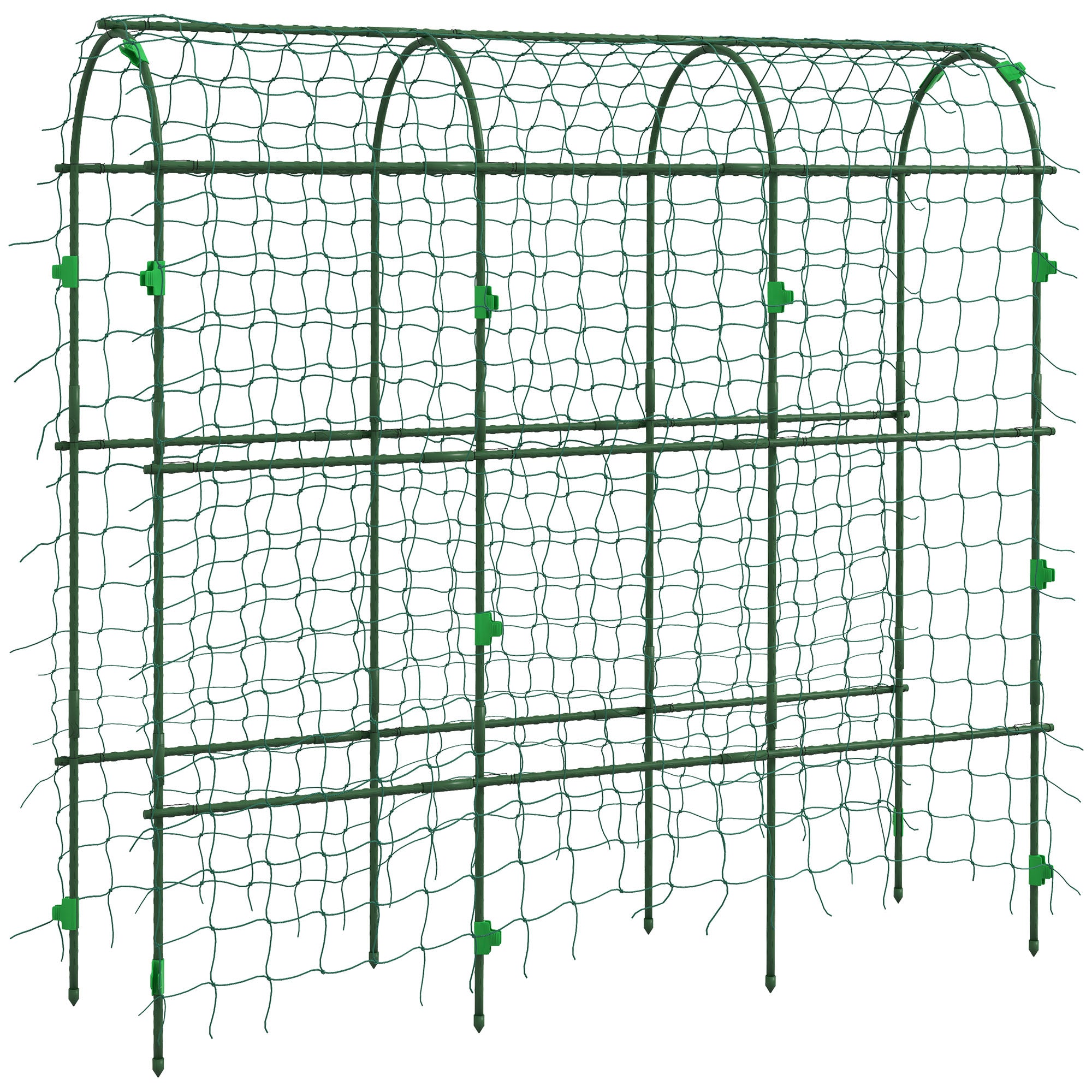 Outsunny Cucumber Trellis, 6ft Tall Garden Arch Trellis for Climbing Plants Outdoor, A-Frame, with PE Coated Steel Structure and Net, Support Vegetables Peas Fruits Vines