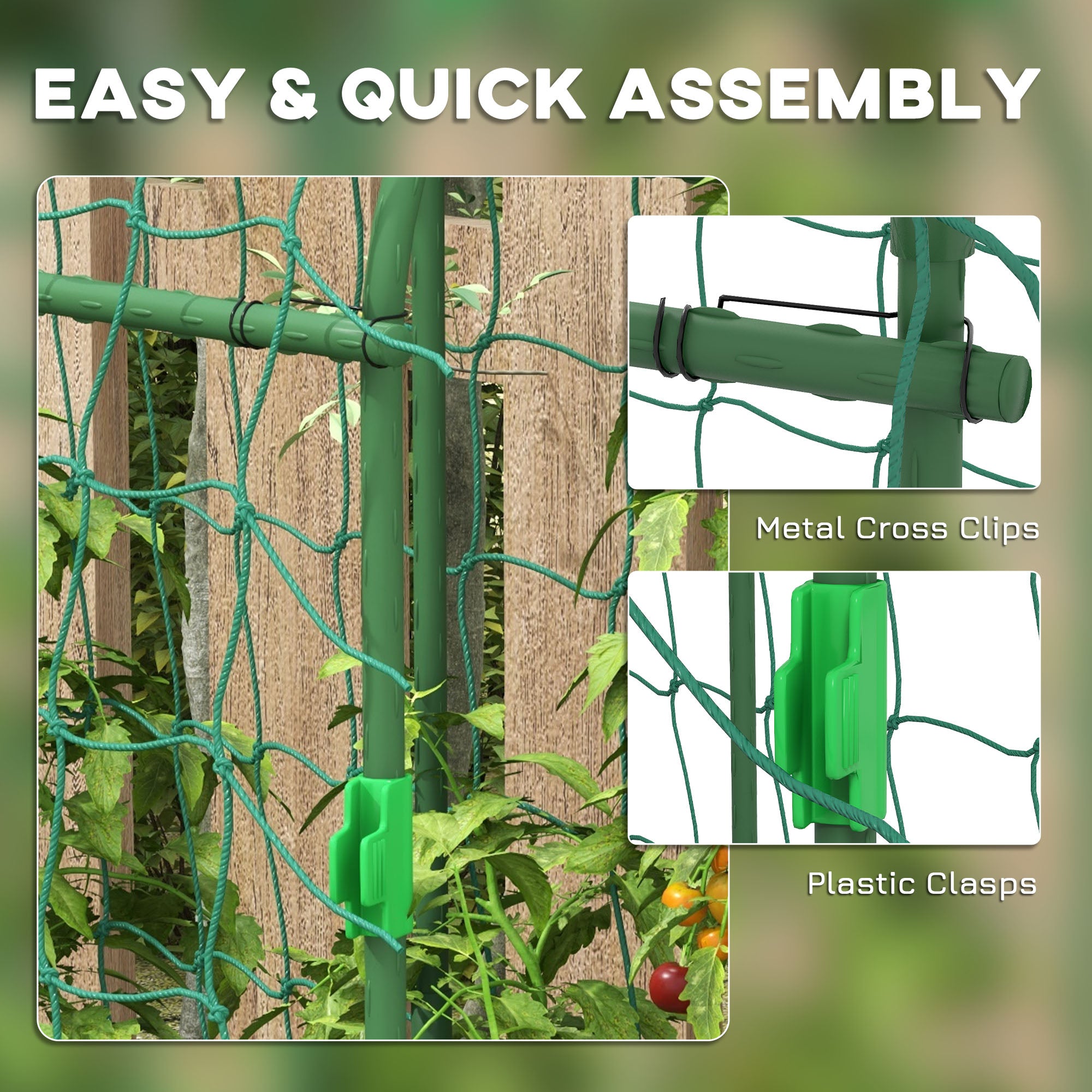 Outsunny Cucumber Trellis, 6ft Tall Garden Arch Trellis for Climbing Plants Outdoor, A-Frame, with PE Coated Steel Structure and Net, Support Vegetables Peas Fruits Vines