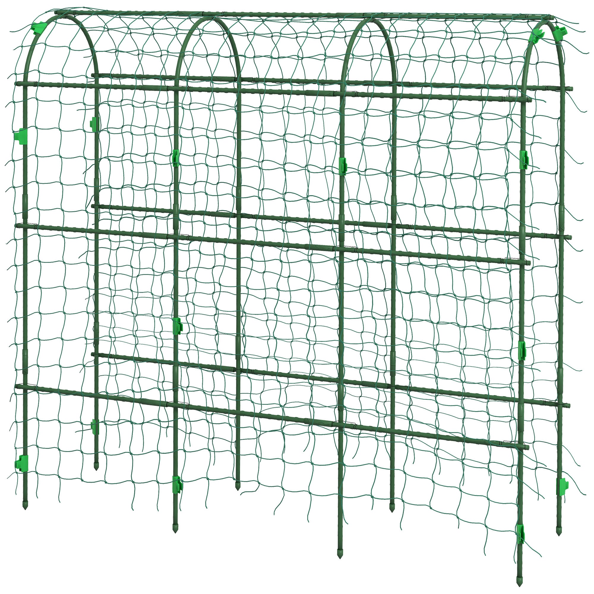 Outsunny Cucumber Trellis, 6ft Tall Garden Arch Trellis for Climbing Plants Outdoor, A-Frame, with PE Coated Steel Structure and Net, Support Vegetables Peas Fruits Vines