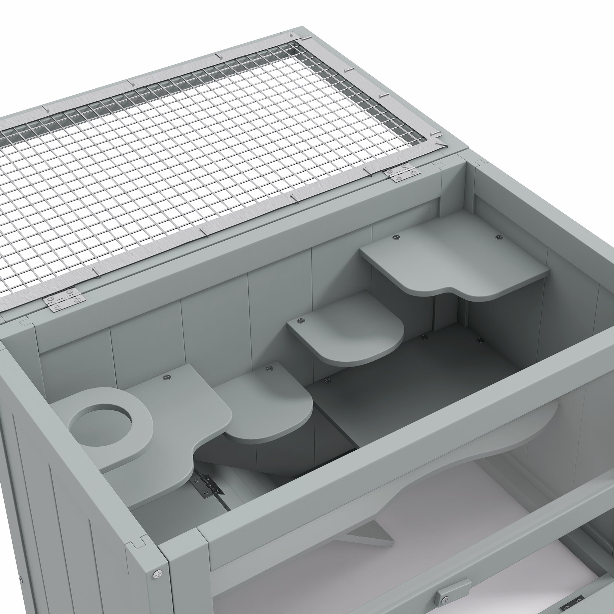 PawHut 24 Inch Hamster Cage, 2 Levels Small Animals Cage with Openable Roof, Run Space, Platforms, Pet House for Dwarf Hamsters, Gerbils, Chinchillas, Grey