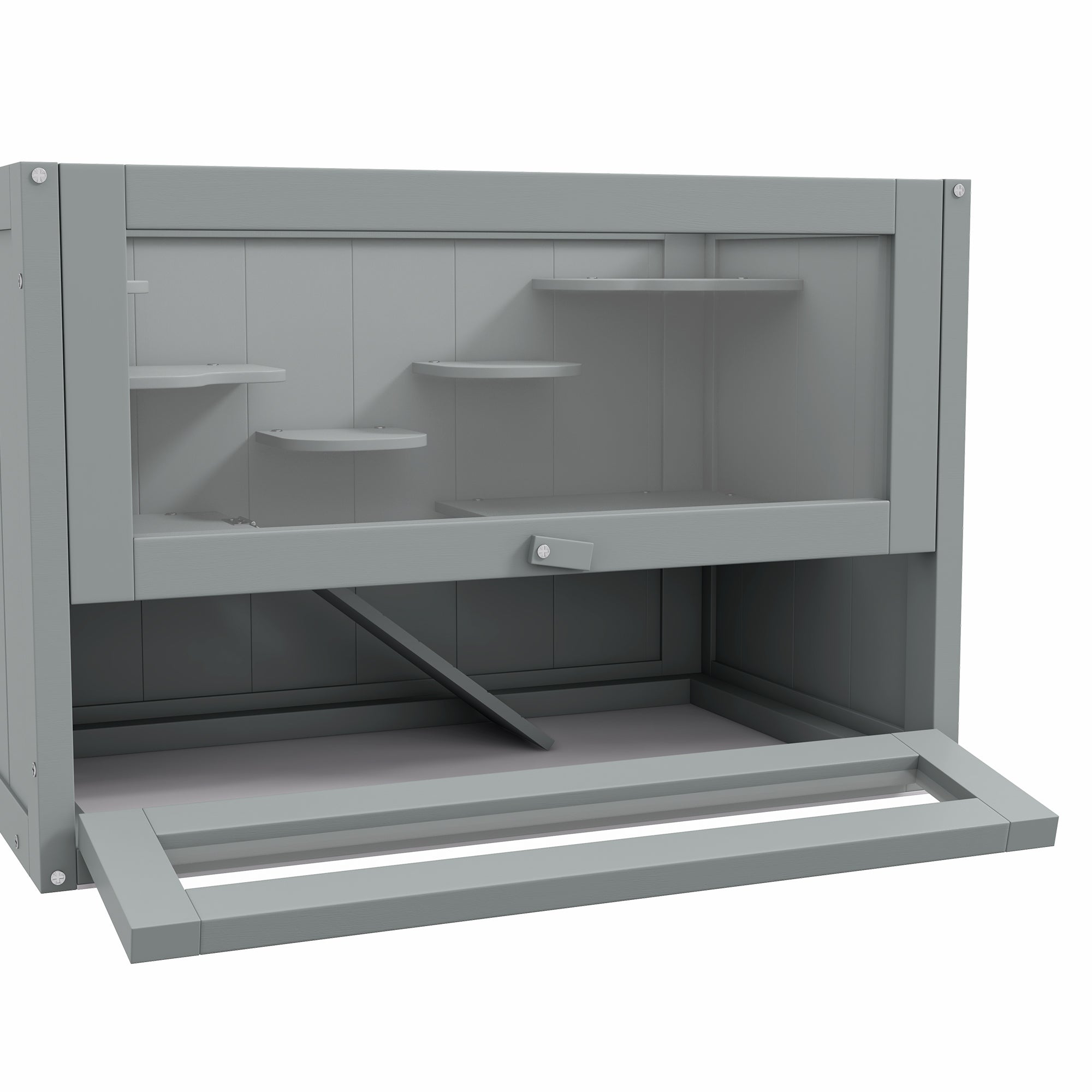 PawHut 24 Inch Hamster Cage, 2 Levels Small Animals Cage with Openable Roof, Run Space, Platforms, Pet House for Dwarf Hamsters, Gerbils, Chinchillas, Grey
