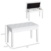 HOMCOM 30" Padded Storage Piano Bench Artist Keyboard Seat Faux Leather (White)
