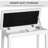 HOMCOM 30" Padded Storage Piano Bench Artist Keyboard Seat Faux Leather (White)