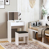 HOMCOM Mirrored Vanity Set, Dressing Table and Stool Set, Makeup Desk with Flip Top, Bedroom Furniture, White