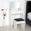 HOMCOM Mirrored Vanity Set, Dressing Table and Stool Set, Makeup Desk with Flip Top, Bedroom Furniture, White