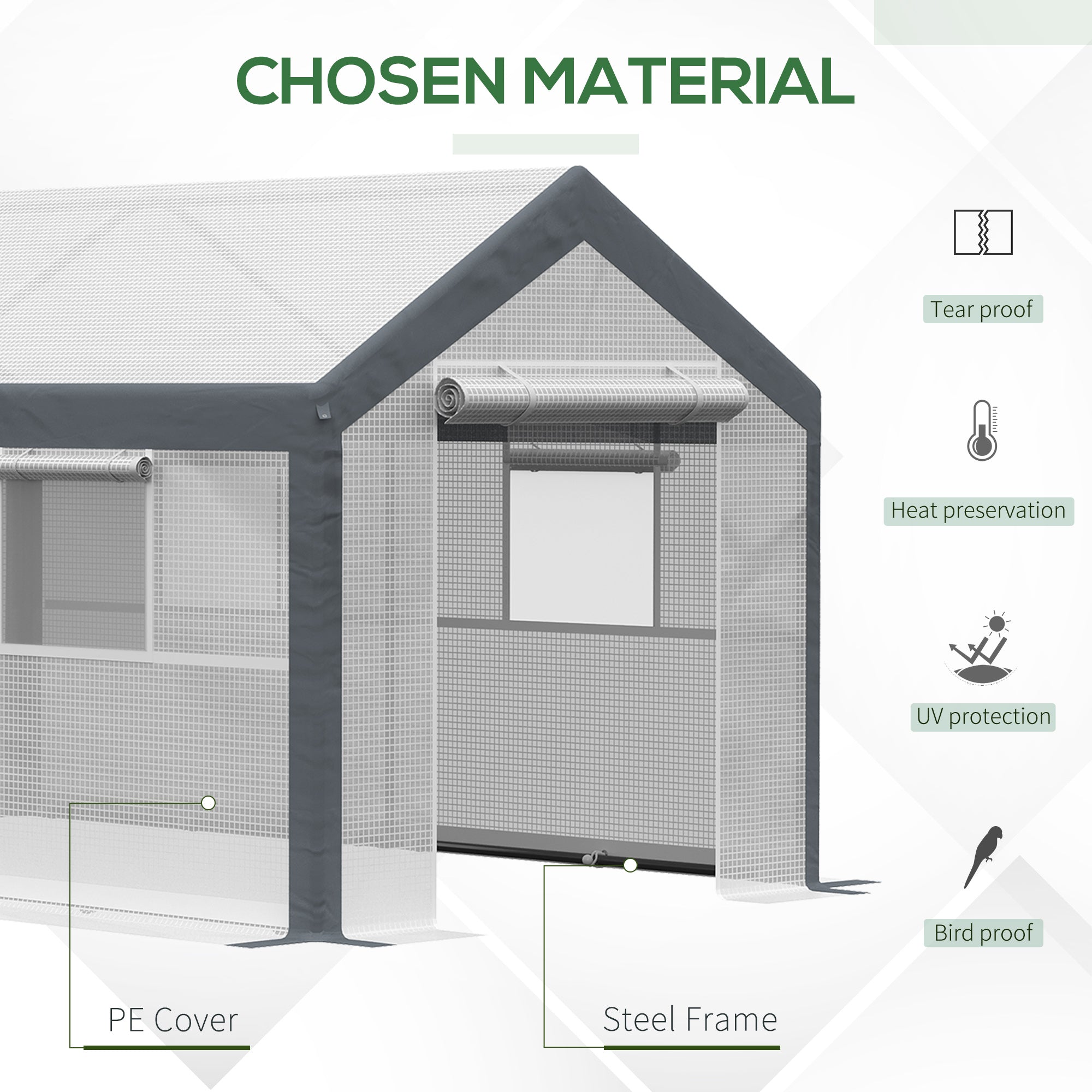 Outsunny 7' x 12' x 7' Heavy Duty Walk-In Greenhouse Vegetable Seed Growth Tent Outdoor Plant Growing Tunnel Warm House Flower Shed Backyard, White