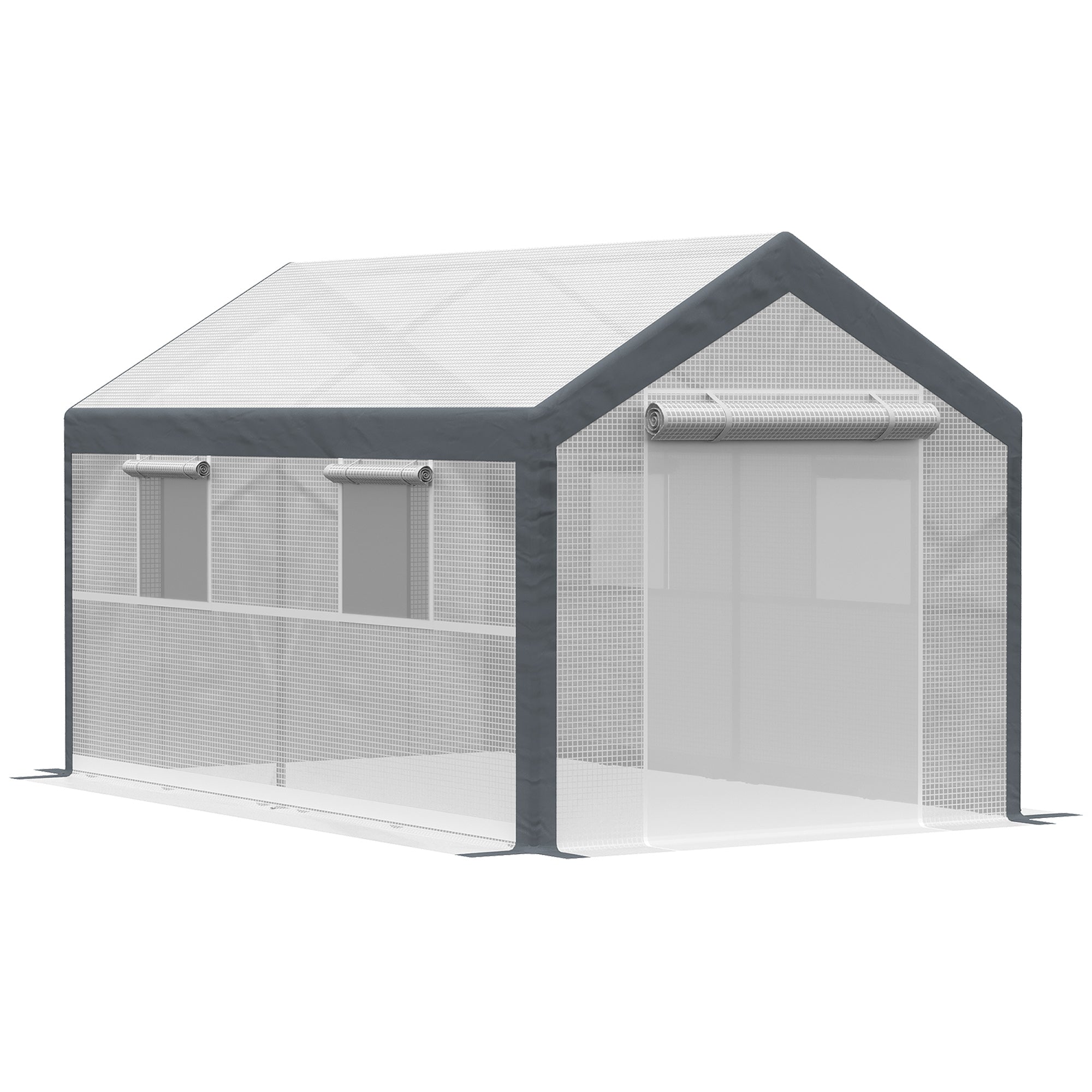 Outsunny 7' x 12' x 7' Heavy Duty Walk-In Greenhouse Vegetable Seed Growth Tent Outdoor Plant Growing Tunnel Warm House Flower Shed Backyard, White