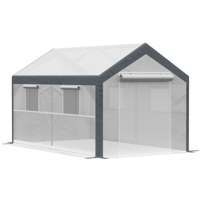 Outsunny 7' x 12' x 7' Heavy Duty Walk-In Greenhouse Vegetable Seed Growth Tent Outdoor Plant Growing Tunnel Warm House Flower Shed Backyard, White