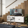 HOMCOM TV Stand with Power Outlets and USB Ports, TV Cabinet for 65 Inch TVs, Entertainment Unit with Open Shelves, Soft-close Door and Cable Holes for Living Room, White