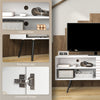 HOMCOM TV Stand with Power Outlets and USB Ports, TV Cabinet for 65 Inch TVs, Entertainment Unit with Open Shelves, Soft-close Door and Cable Holes for Living Room, White