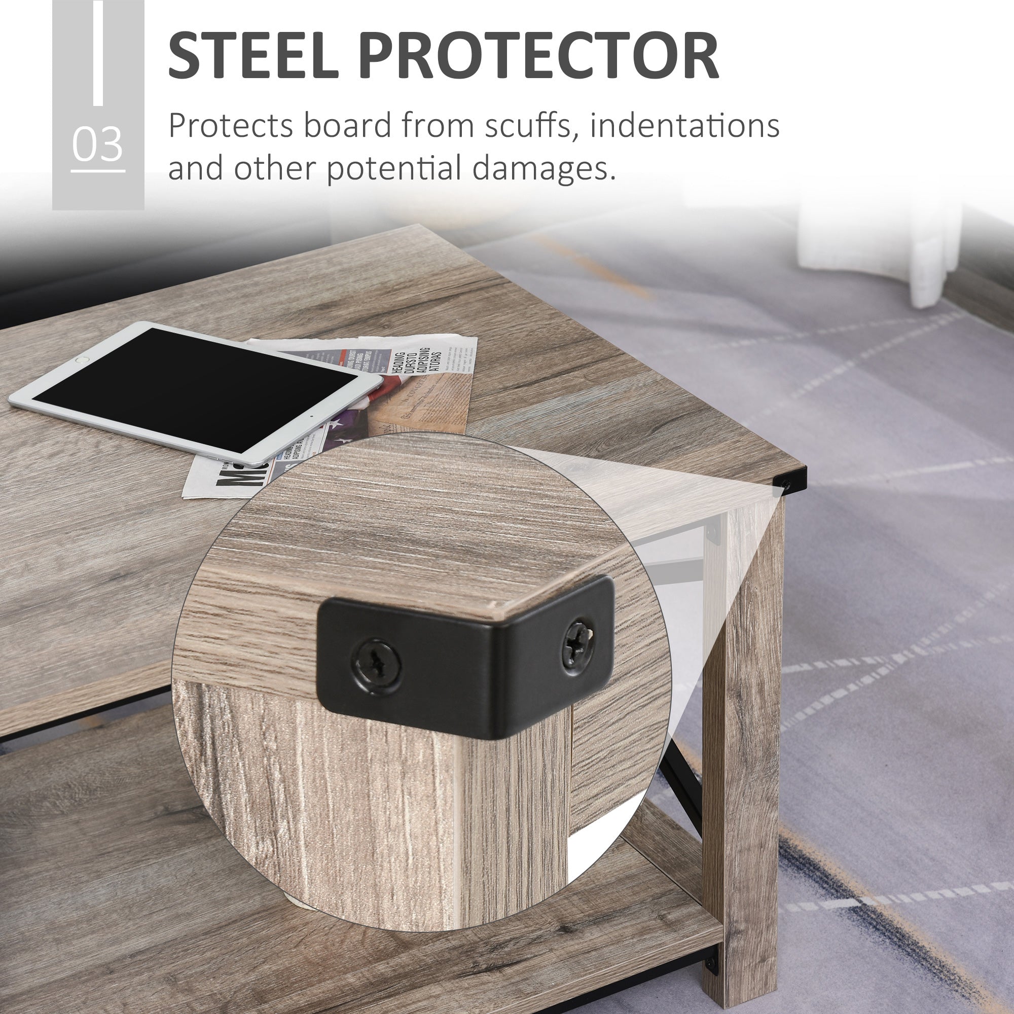 HOMCOM Farmhouse Coffee Table, Center Table with Slatted Bottom Storage Shelf and X Bar Frame for Living Room, 40.2" x 22" x 18", Oak