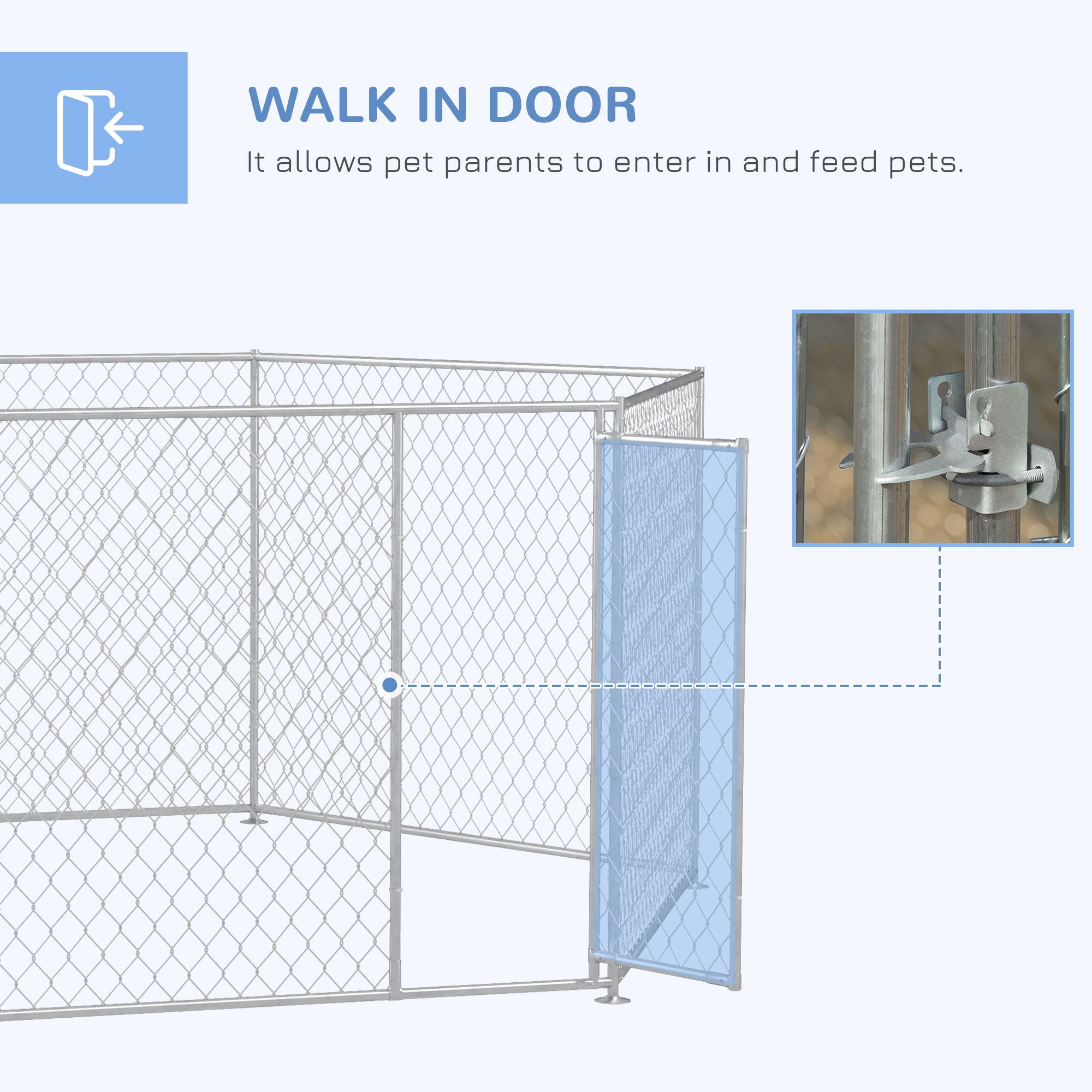 PawHut 13.4' x 11.5' x 5.6' Dog Kennel Outside, Heavy Duty Chain Link Dog Run Playpen Fence with Lockable Door, for Medium and Large-Sized Puppy, Silver