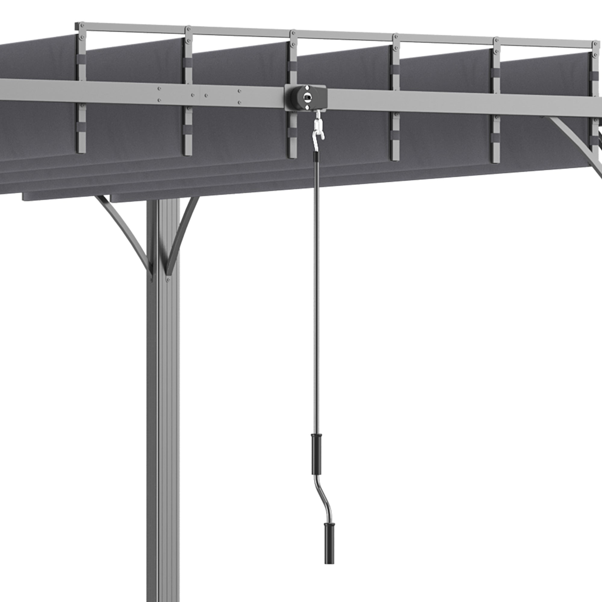 Outsunny 9.5' x 9.7' Outdoor Pergola with Retractable Roof, AluminIum Louvered Pergola Canopy, Patio Shelter with Ground Stakes for Patio, Lawn, Garden, Grey