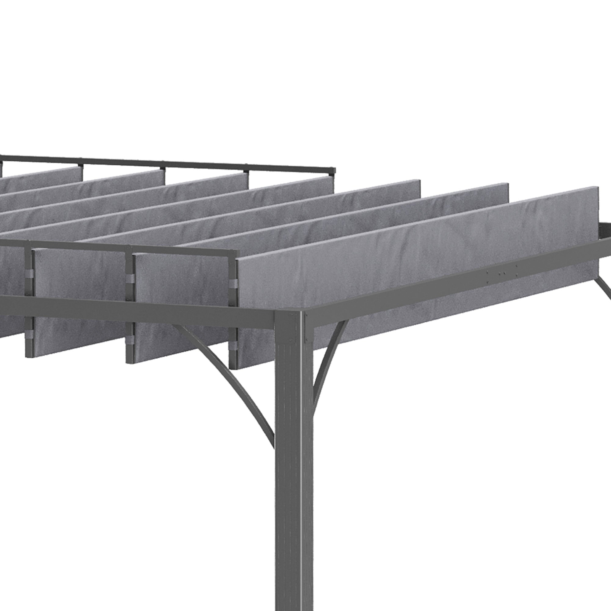 Outsunny 9.5' x 9.7' Outdoor Pergola with Retractable Roof, AluminIum Louvered Pergola Canopy, Patio Shelter with Ground Stakes for Patio, Lawn, Garden, Grey